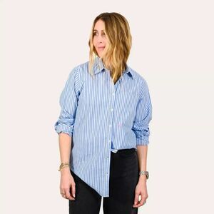Kerri Rosenthal Mia Shirt Tunic Top Buttondown Stripe Printed Cotton XS 273527